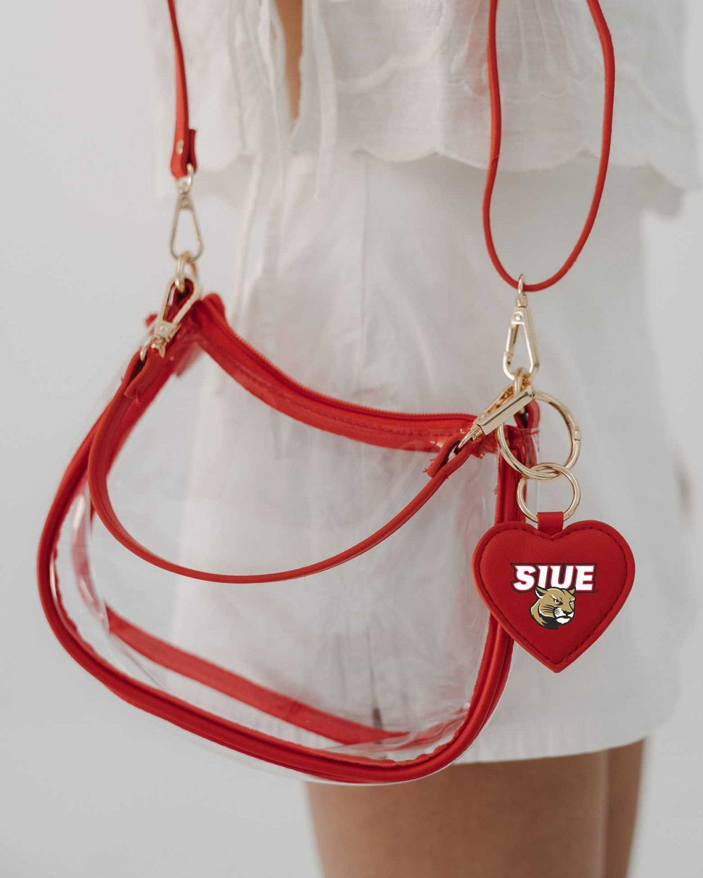 Desden Purse Southern Illinois Edwardsville Cougars Clear Clara Purse with Heart Charm