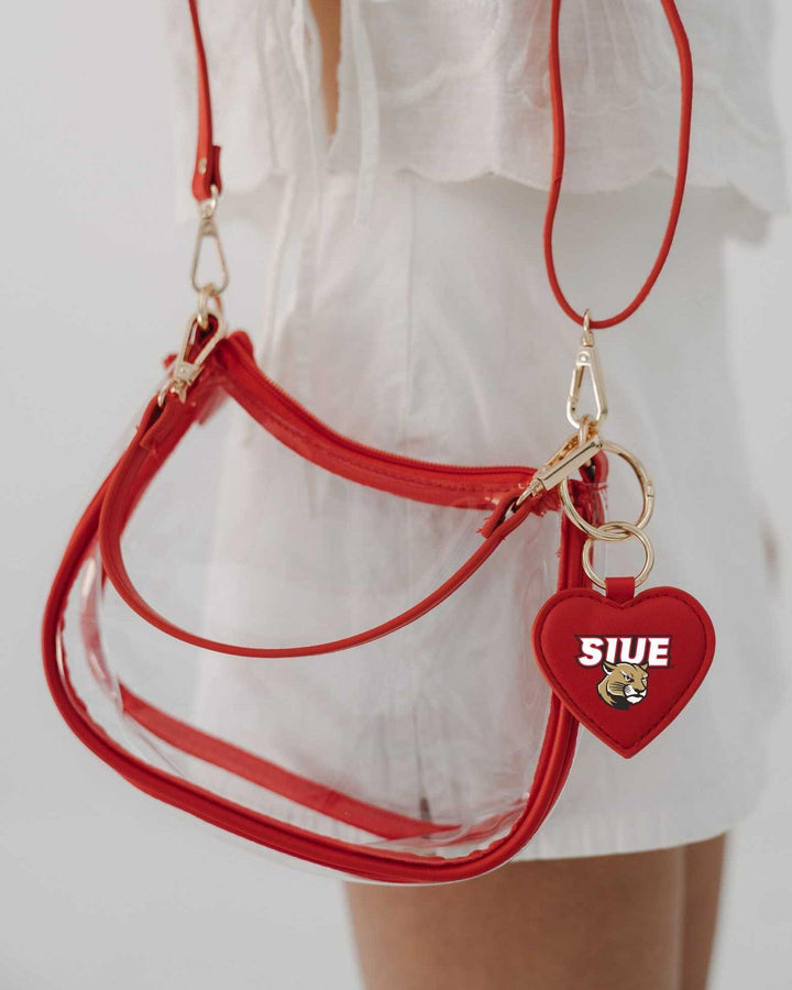 Desden Purse Southern Illinois Edwardsville Cougars Clear Clara Purse with Heart Charm