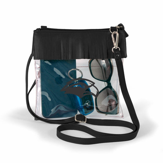 Southern Miss Golden Eagles JudyAnn Fringe Clear Crossbody Purse, stadium-approved, officially licensed, by Desden