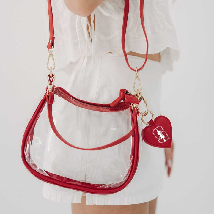 Desden Purse Stanford Cardinal Clear Clara Purse with Heart Charm