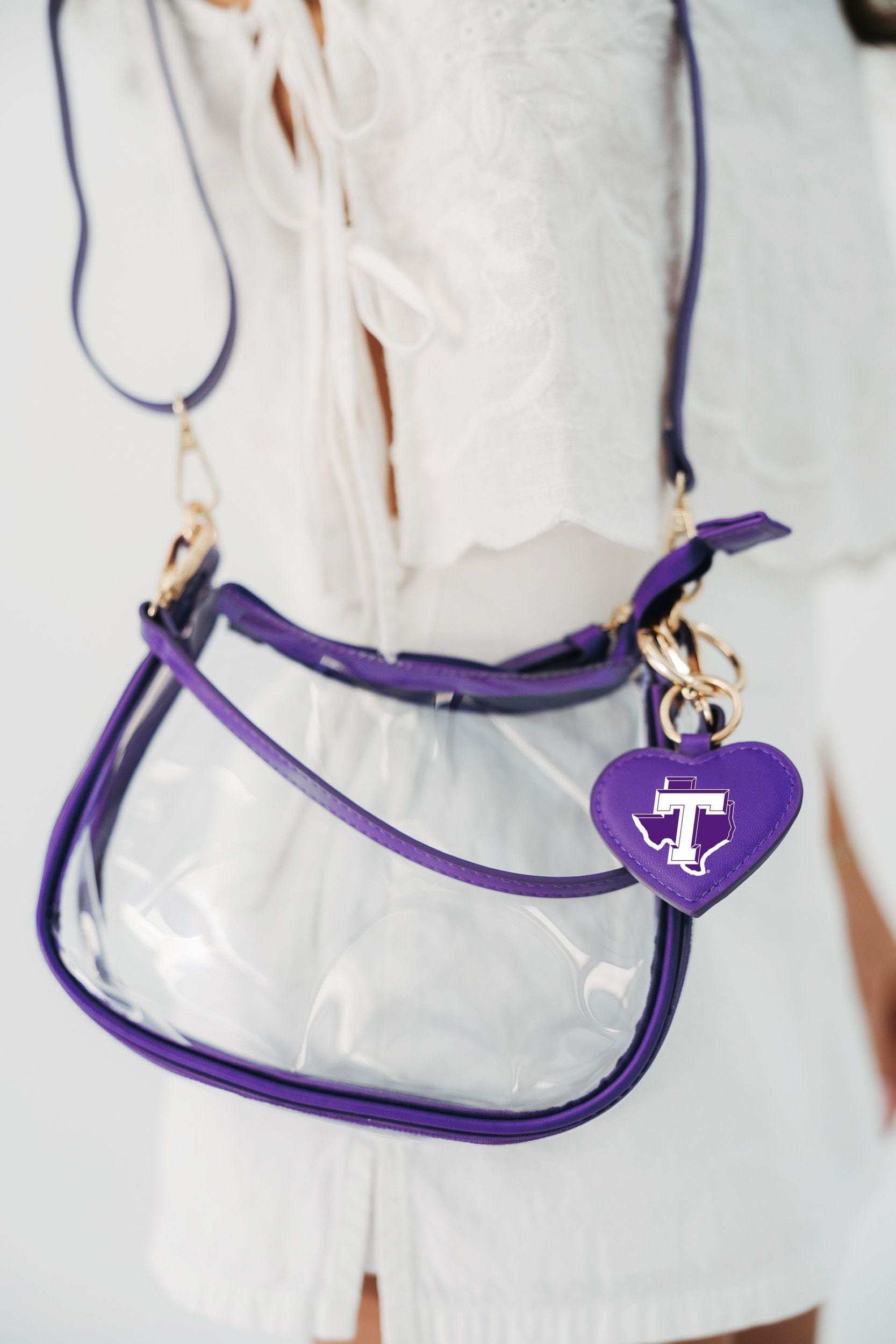 Desden Purse Tarleton State Texans Clear Clara Purse with Heart Charm