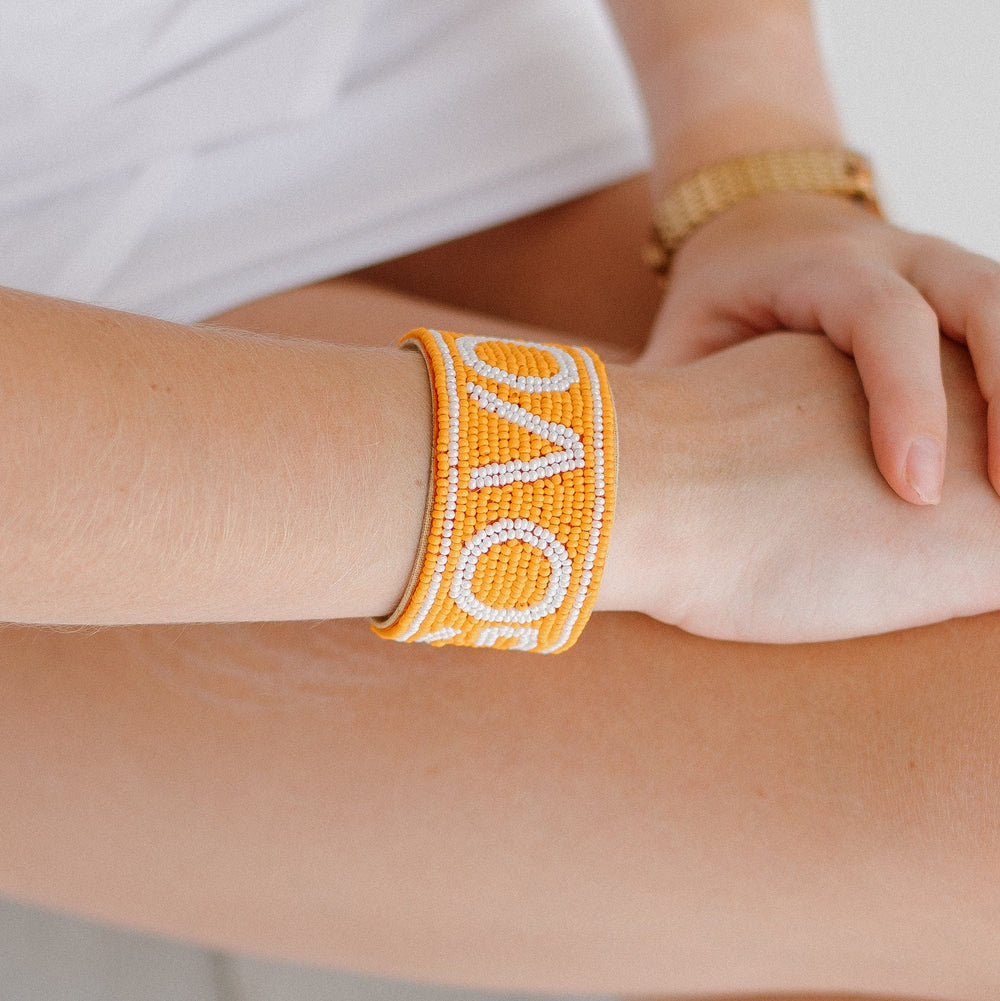 Desden Beaded Cuff Tennessee Go Vols Beaded Cuff in Orange and White by Desden