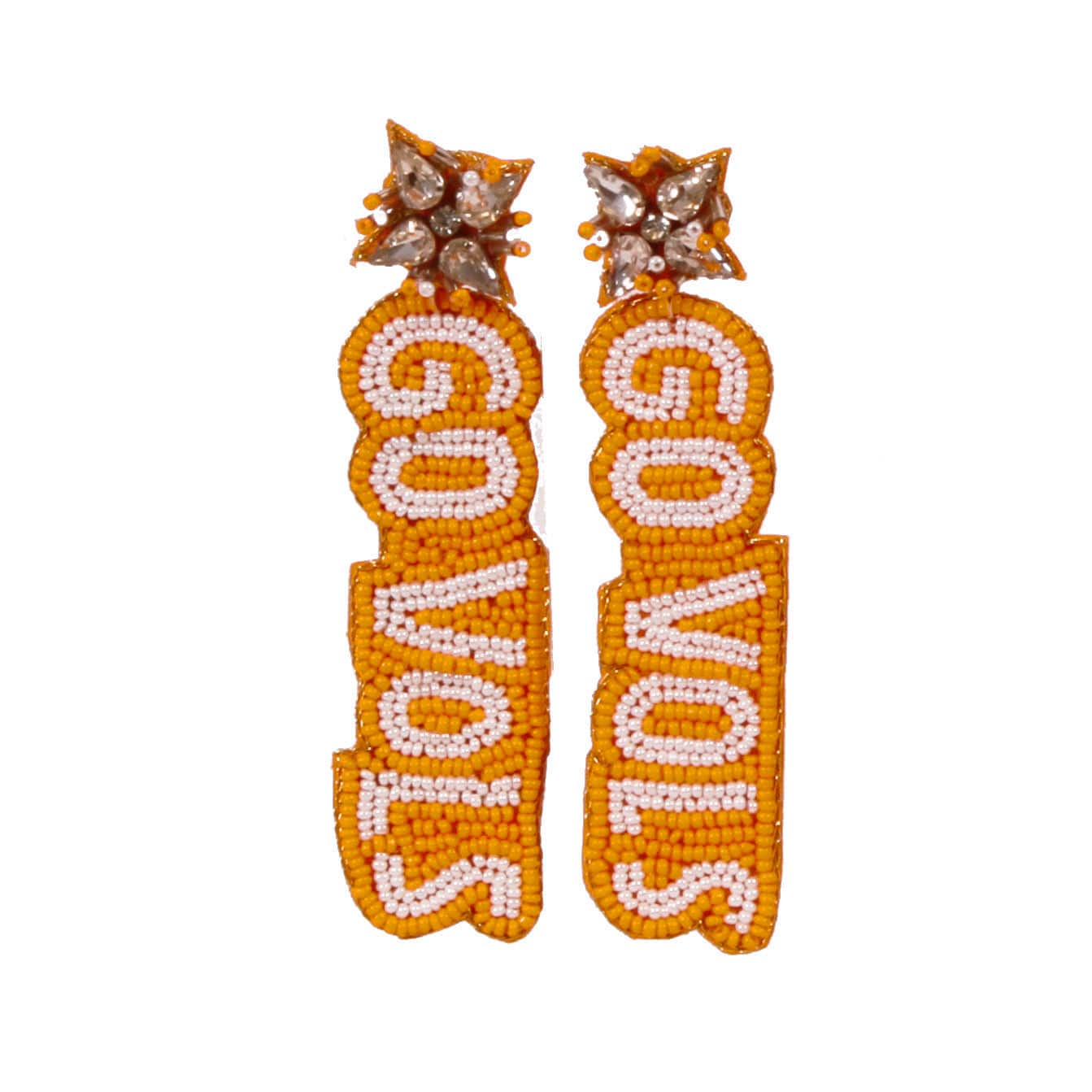 Desden Beaded Earings Tennessee Go Vols Beaded Earrings in Orange and White by Desden