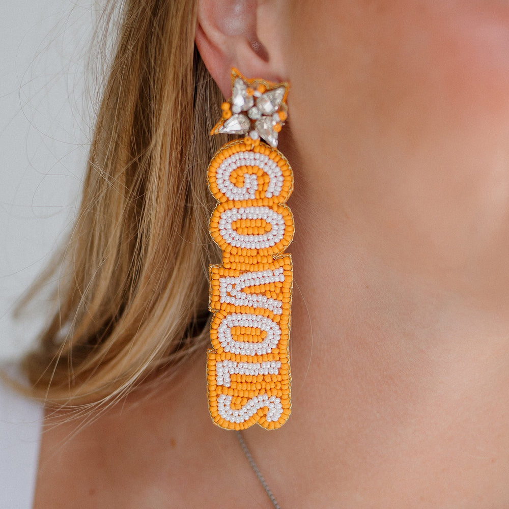 Desden Beaded Earings Tennessee Go Vols Beaded Earrings in Orange and White by Desden