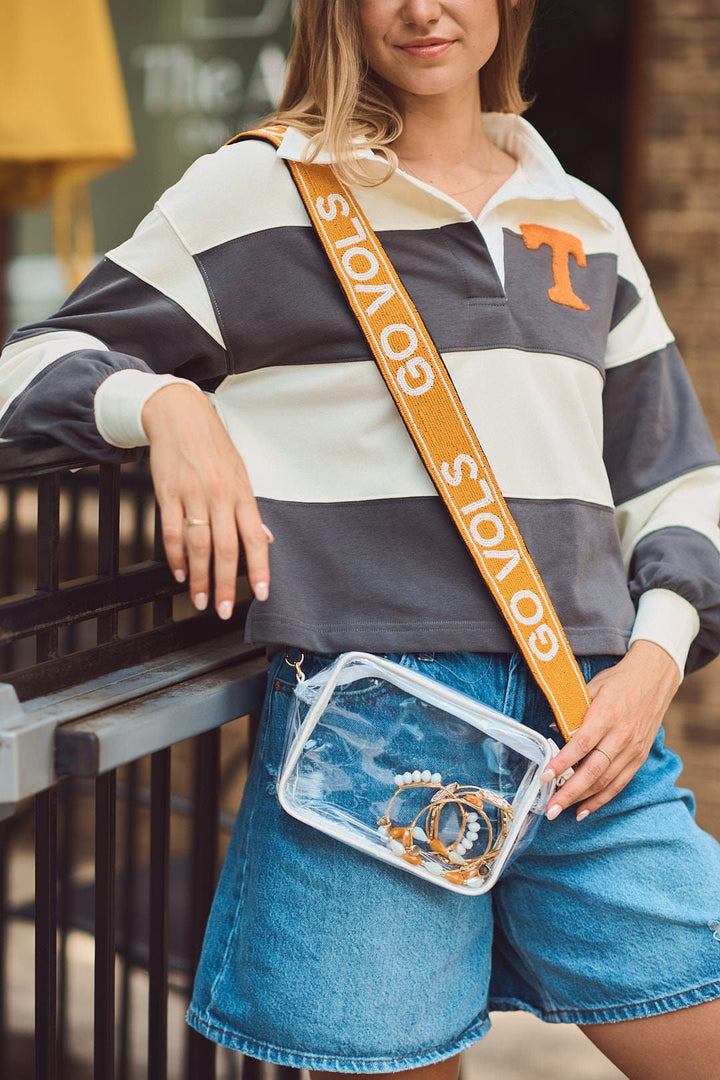 Desden Strap Tennessee Vols "Go Vols" Beaded Purse Strap in Orange and White by Desden