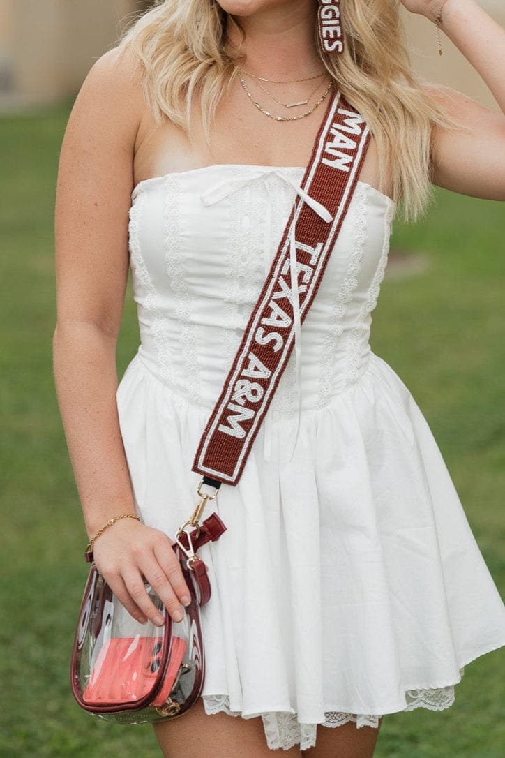 Desden Strap Texas A&M Aggies Beaded Purse Strap in Maroon and White by Desden