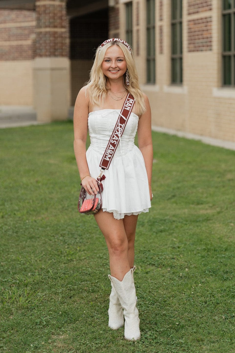 Desden Strap Texas A&M Aggies Beaded Purse Strap in Maroon and White by Desden