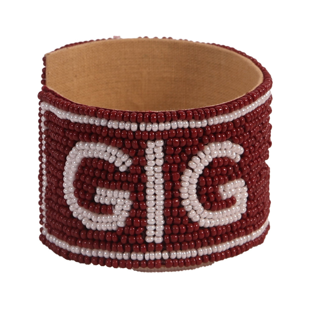 Desden Beaded Cuff Texas A&M Gig 'Em Beaded Cuff in Maroon and White by Desden
