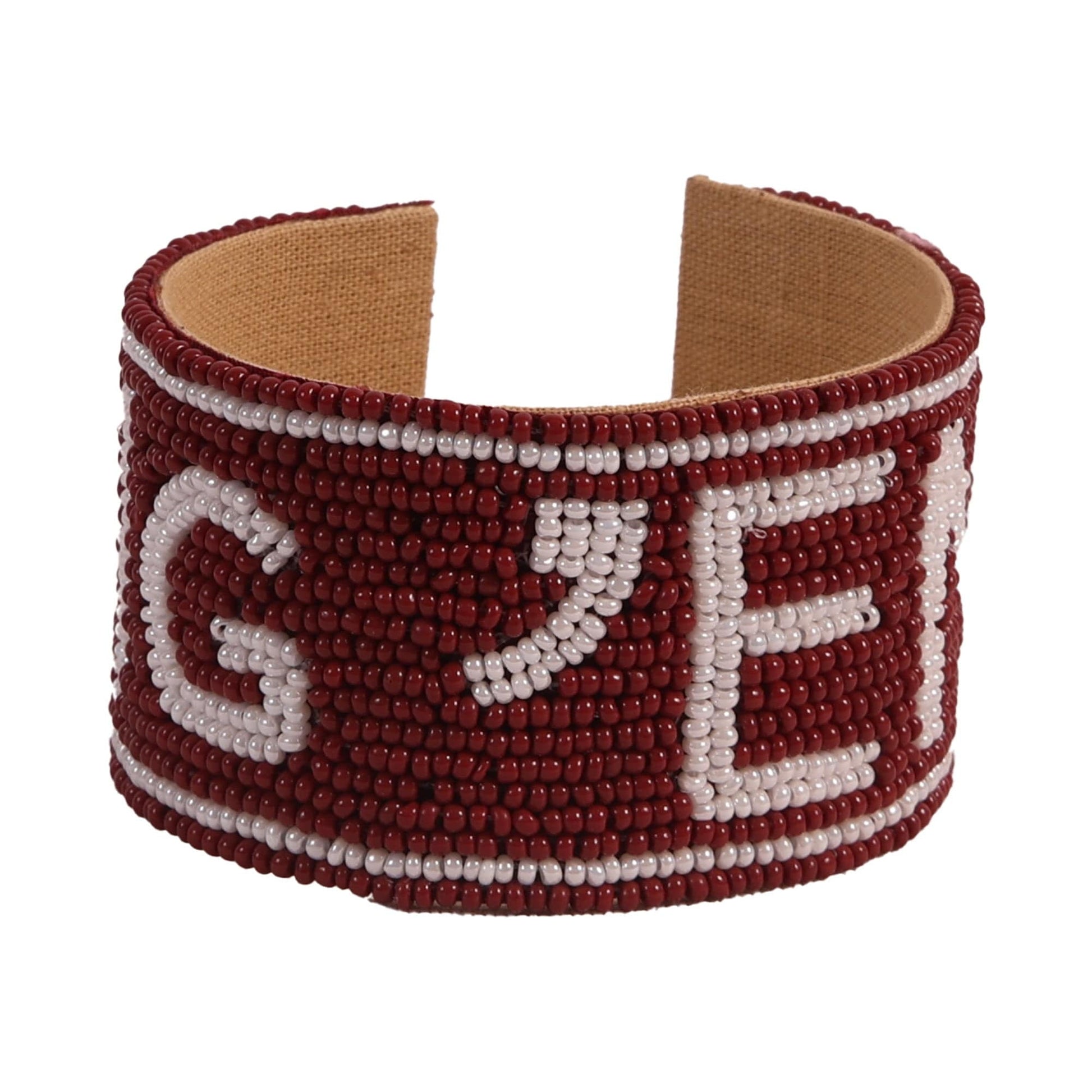 Desden Beaded Cuff Texas A&M Gig 'Em Beaded Cuff in Maroon and White by Desden
