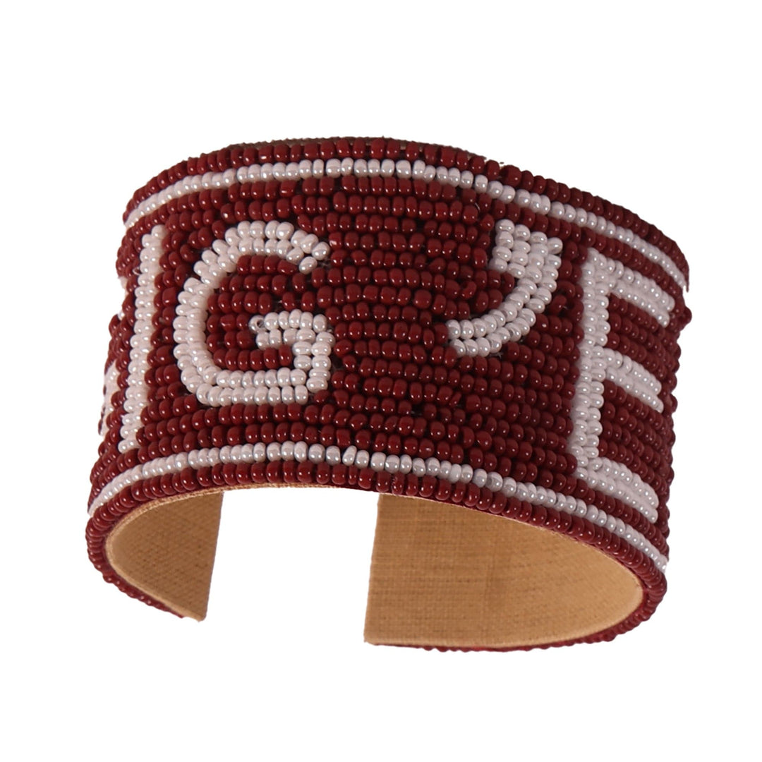 Desden Beaded Cuff Texas A&M Gig 'Em Beaded Cuff in Maroon and White by Desden