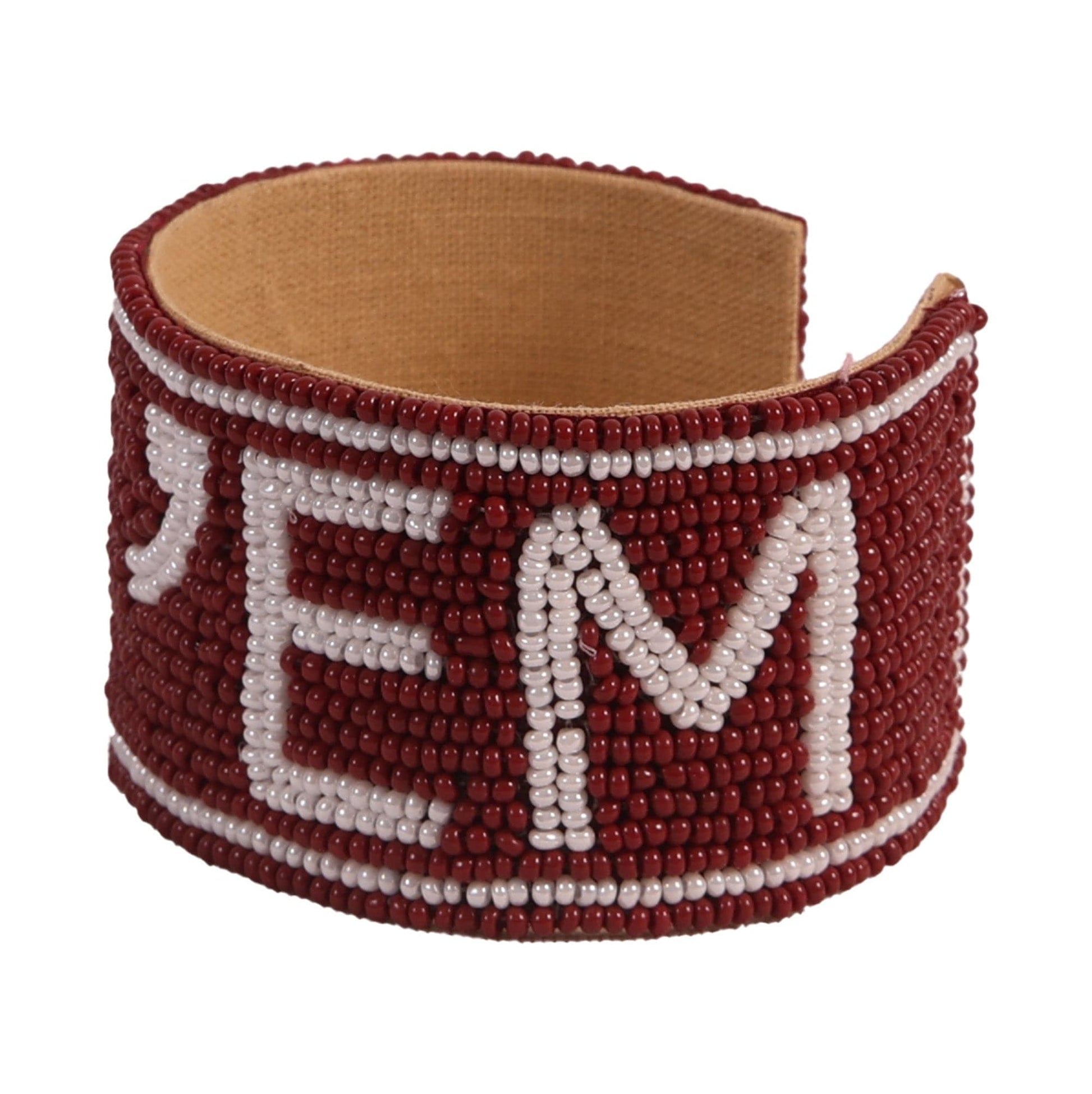 Desden Beaded Cuff Texas A&M Gig 'Em Beaded Cuff in Maroon and White by Desden