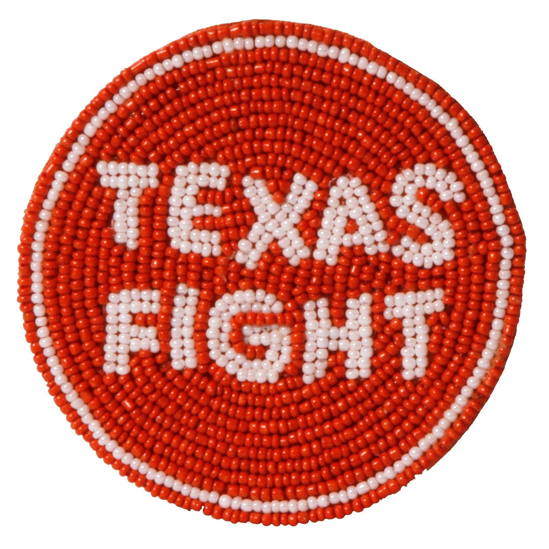 Desden Beaded Button Texas Hook 'em Beaded Button in Burnt Orange and White by Desden