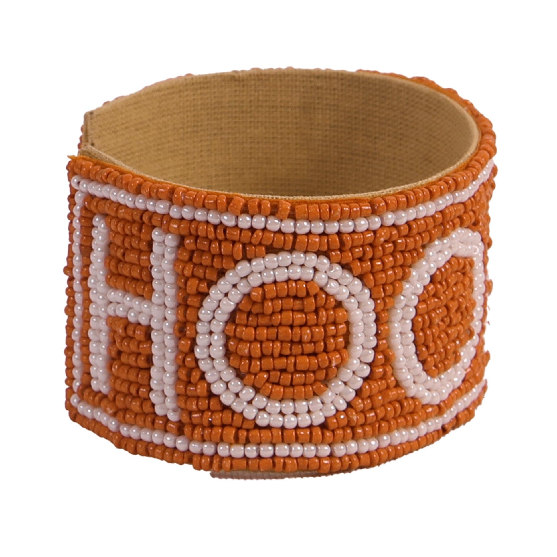 Desden Beaded Cuff Texas Hook 'em Beaded Cuff in Burnt Orange and White by Desden