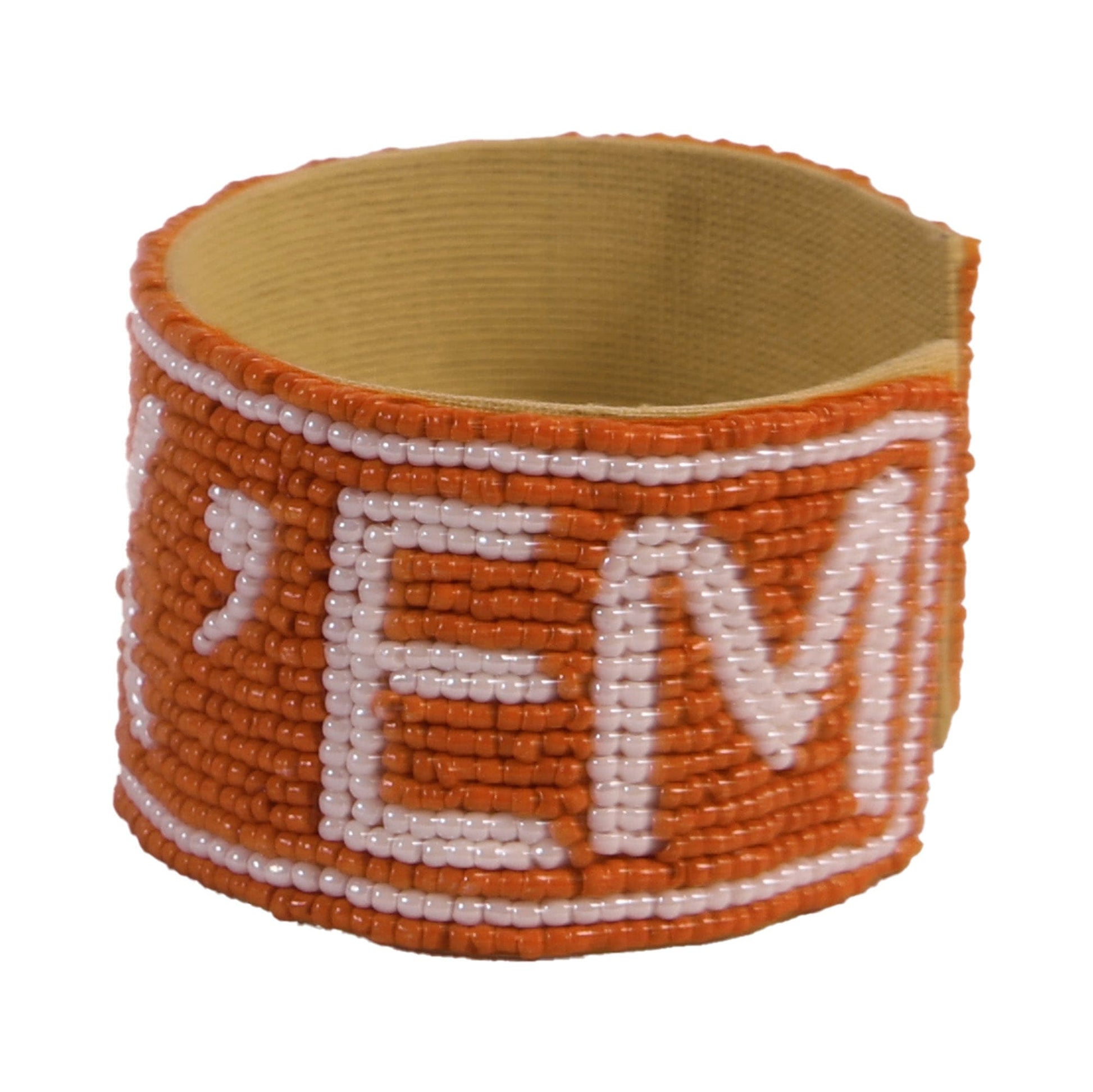 Desden Beaded Cuff Texas Hook 'em Beaded Cuff in Burnt Orange and White by Desden