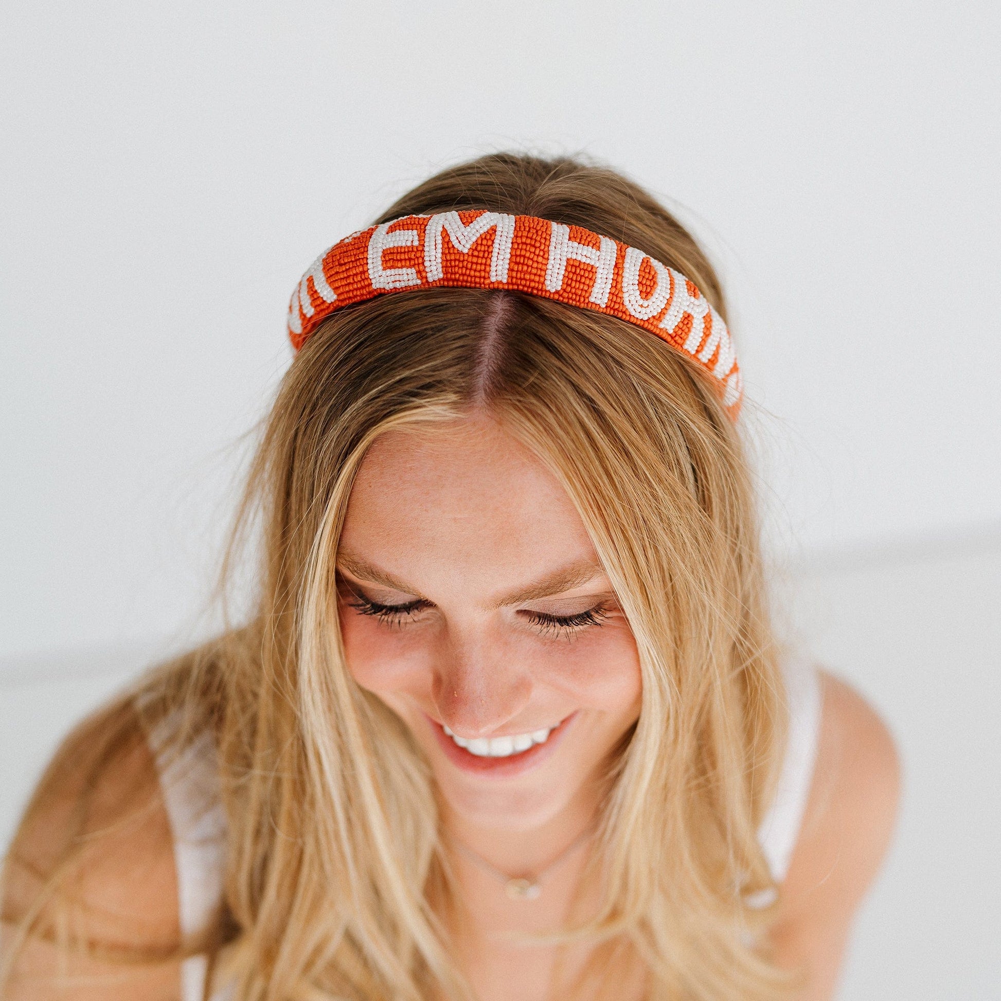 Desden Beaded Headband Texas Hook 'em Horns Headband by Desden