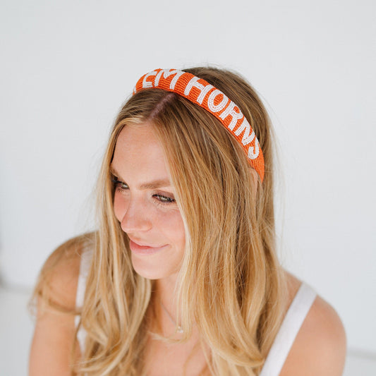 Desden Beaded Headband Texas Hook 'em Horns Headband by Desden