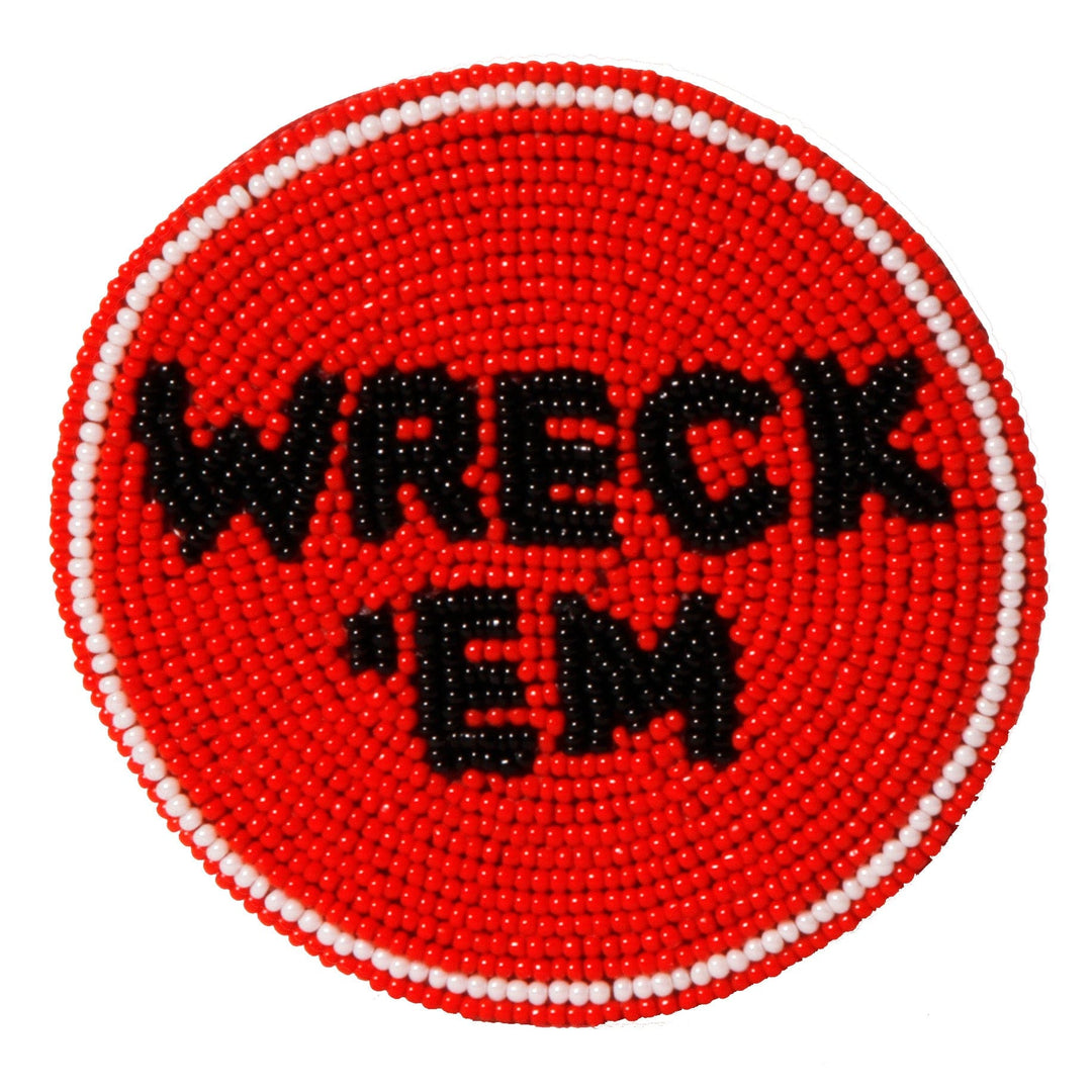 Desden Beaded Button Texas Tech Wreck 'Em Beaded Button in Red and Black by Desden