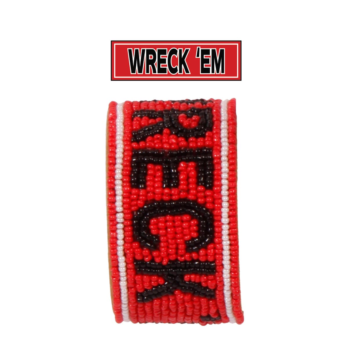 Desden Beaded Cuff Texas Tech Wreck 'Em Beaded Cuff in Red and Black by Desden