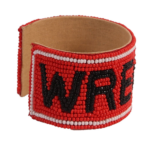 Desden Beaded Cuff Texas Tech Wreck 'Em Beaded Cuff in Red and Black by Desden
