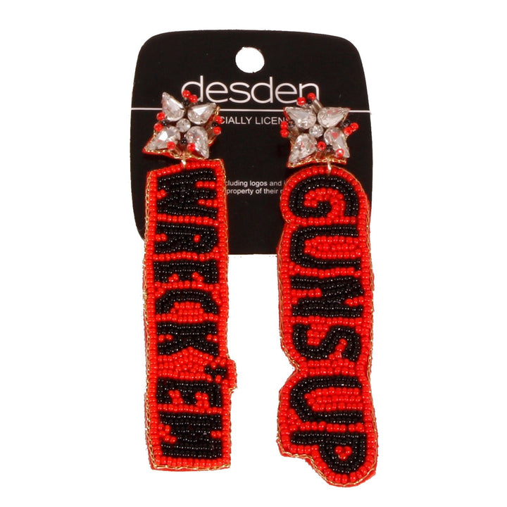 Desden Beaded Earings Texas Tech Wreck 'Em Beaded Earrings in Red and Black by Desden