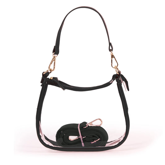 Clara Clear Crossbody Purse in Black, stadium-approved, by Desden