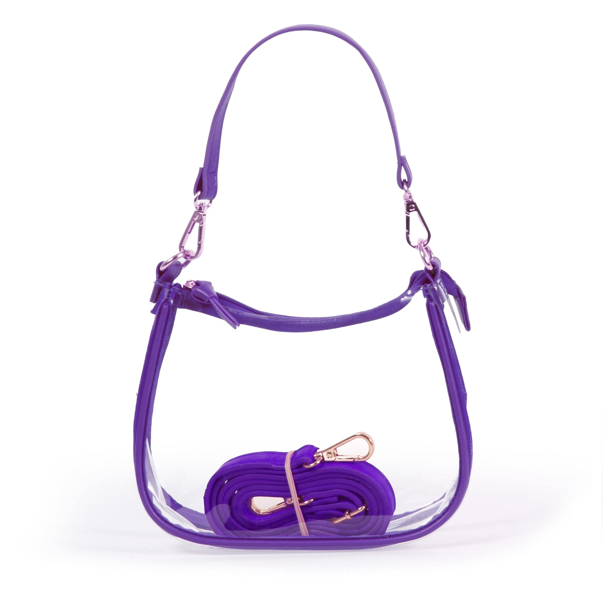 Clara Clear Crossbody Purse in Purple, stadium-approved, by Desden