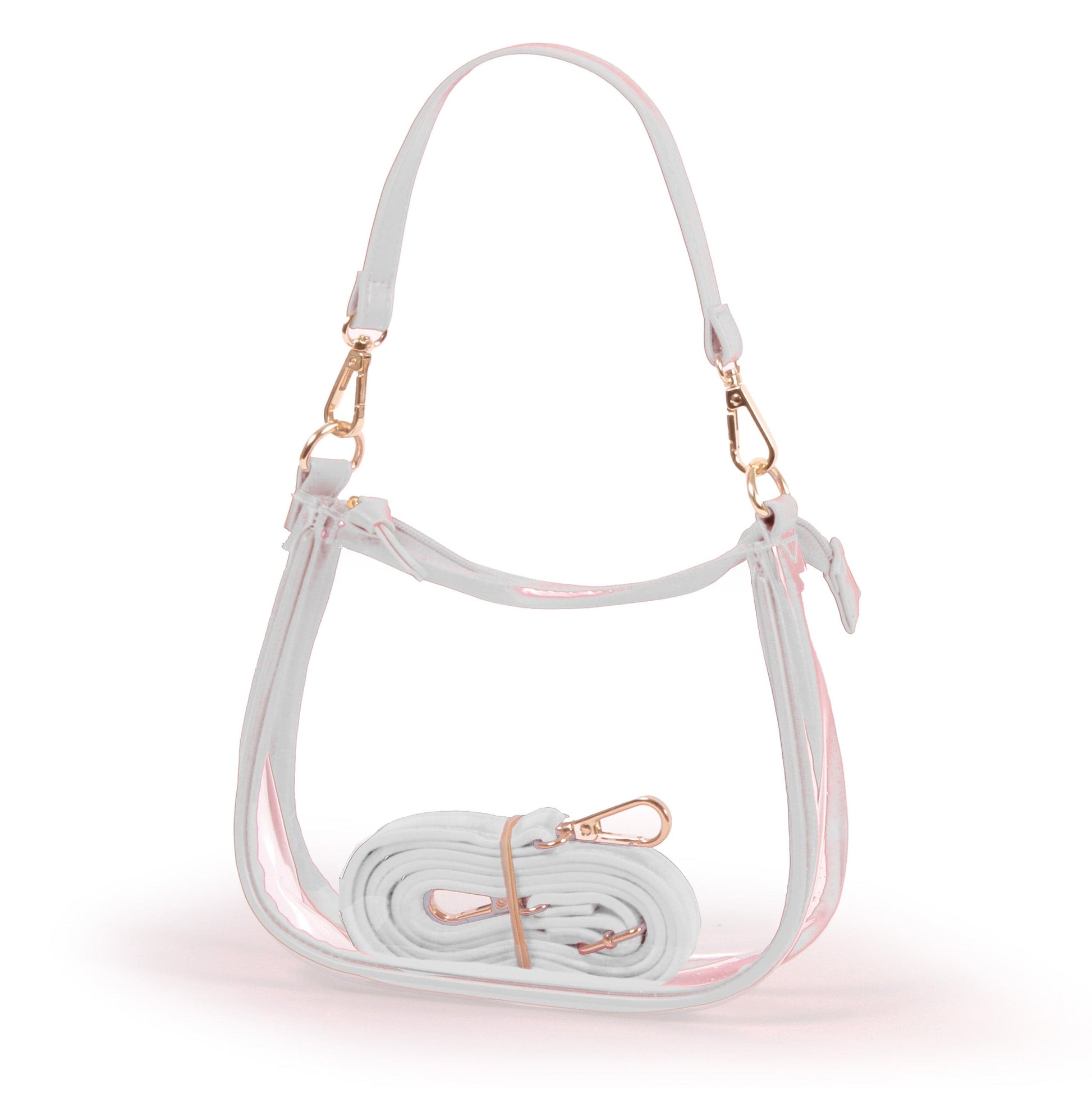 Clara Clear Crossbody Purse in White, stadium-approved, by Desden