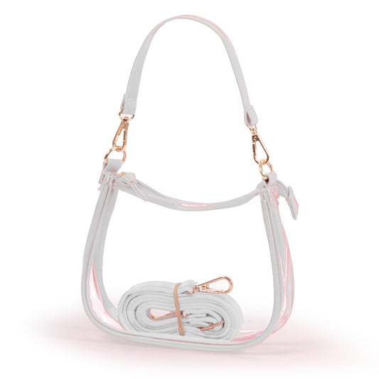Clara Clear Crossbody Purse in White, stadium-approved, by Desden