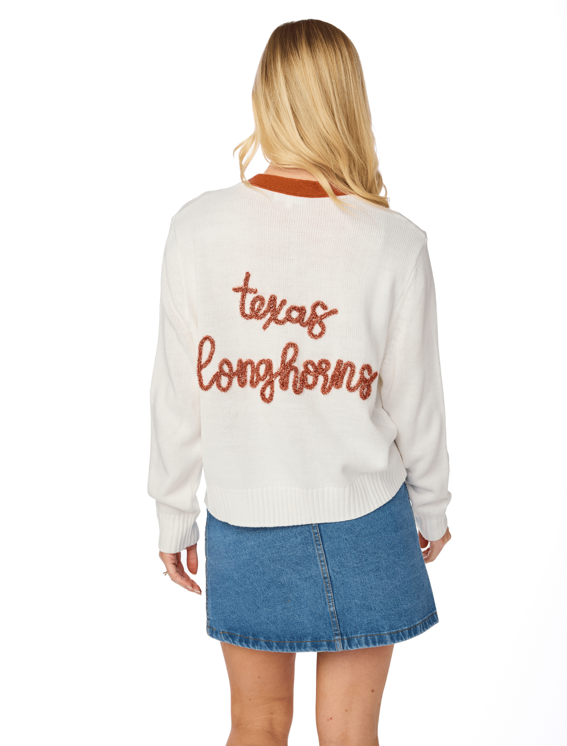 Stewart Simmons The Texas Longhorns Glitter Script Cardigan