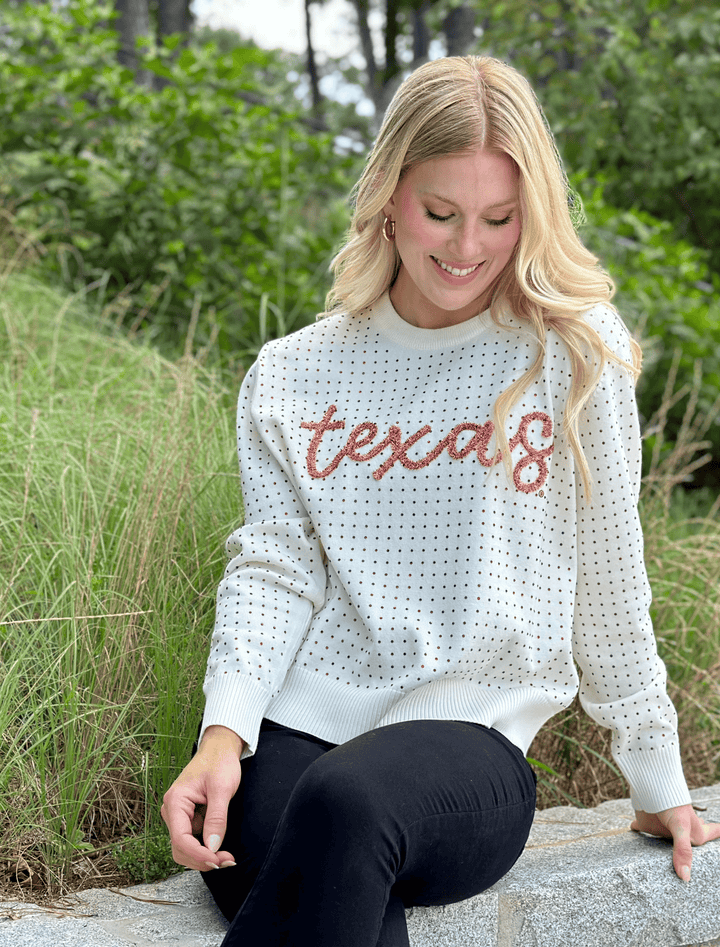 Stewart Simmons The Texas Rhinestone + Glitter Script Sweater