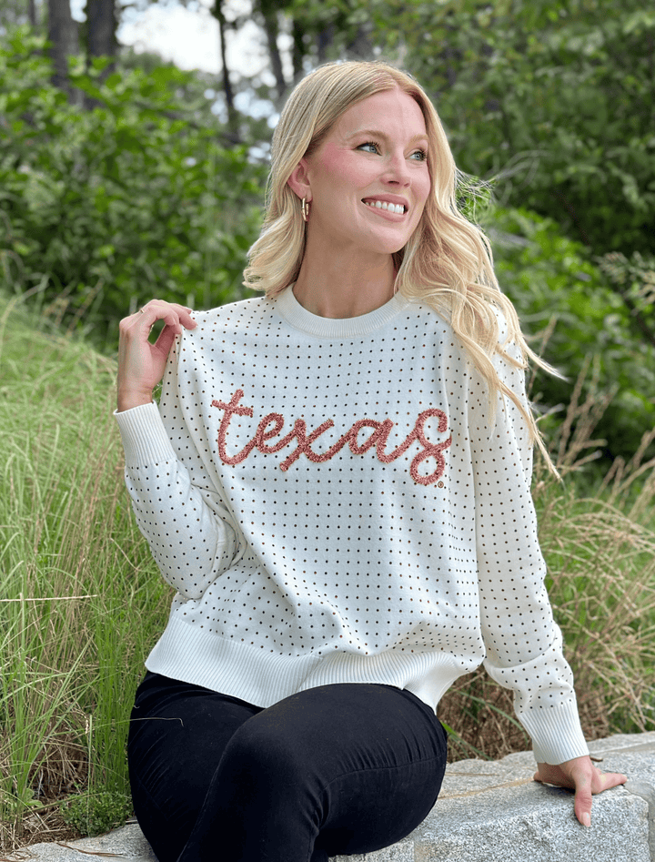 Stewart Simmons The Texas Rhinestone + Glitter Script Sweater
