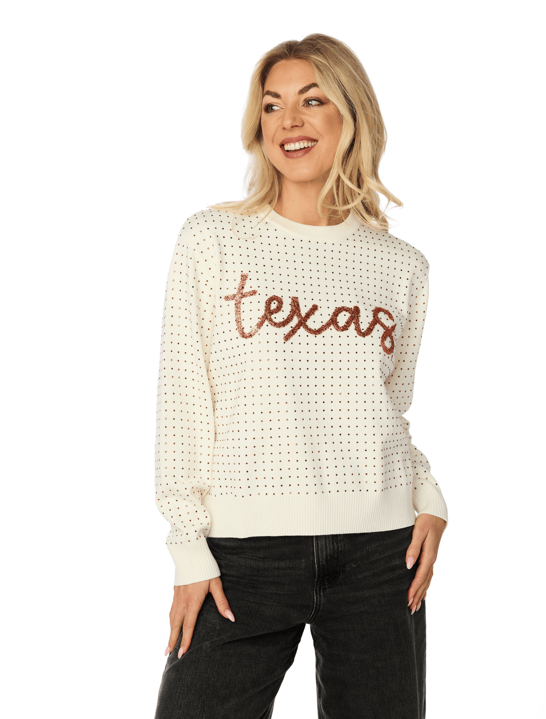 Stewart Simmons The Texas Rhinestone + Glitter Script Sweater