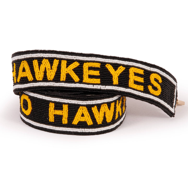 Desden Strap University of Iowa "Go Hawkeyes" Beaded Purse Strap in Gold and Black by Desden