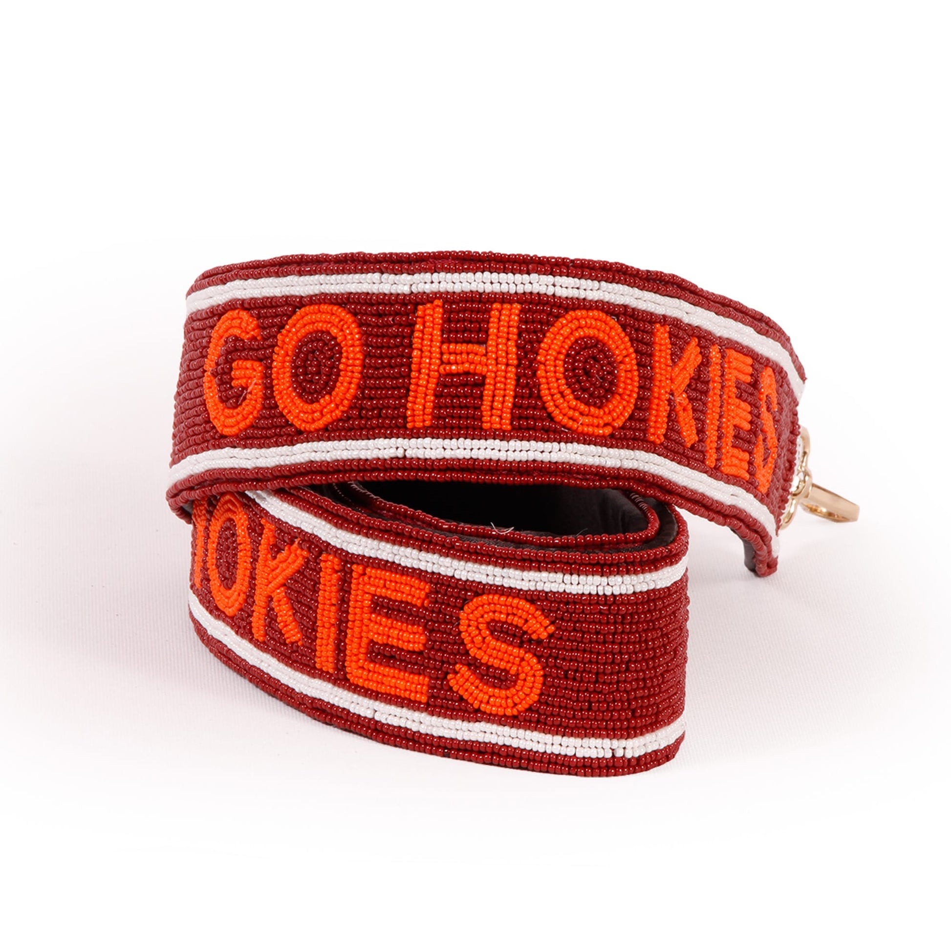 Desden Strap Virginia Tech Go Hokies Beaded Purse Strap in Orange and Maroon by Desden
