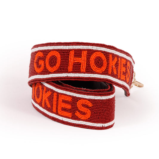 Desden Strap Virginia Tech Go Hokies Beaded Purse Strap in Orange and Maroon by Desden