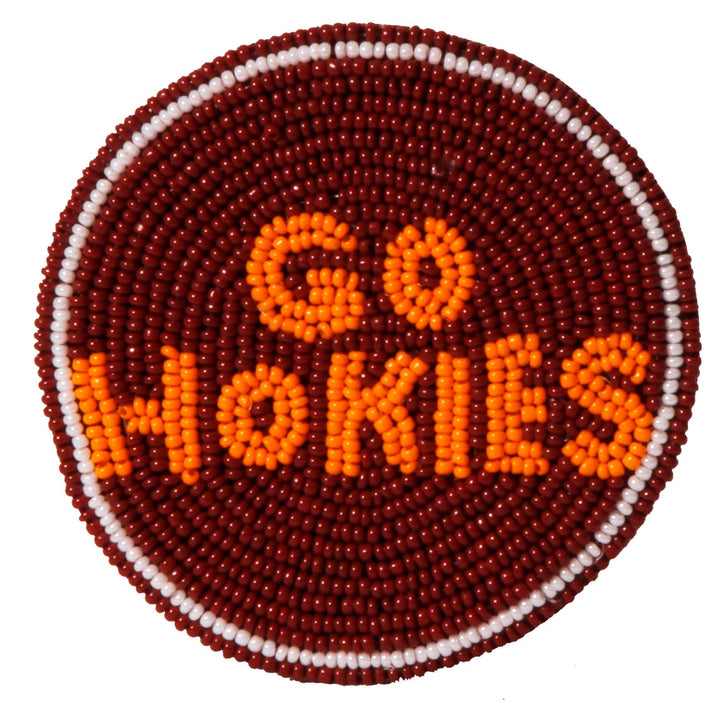 Desden Beaded Button Virginia Tech Hokies Beaded Button in Maroon and Orange by Desden