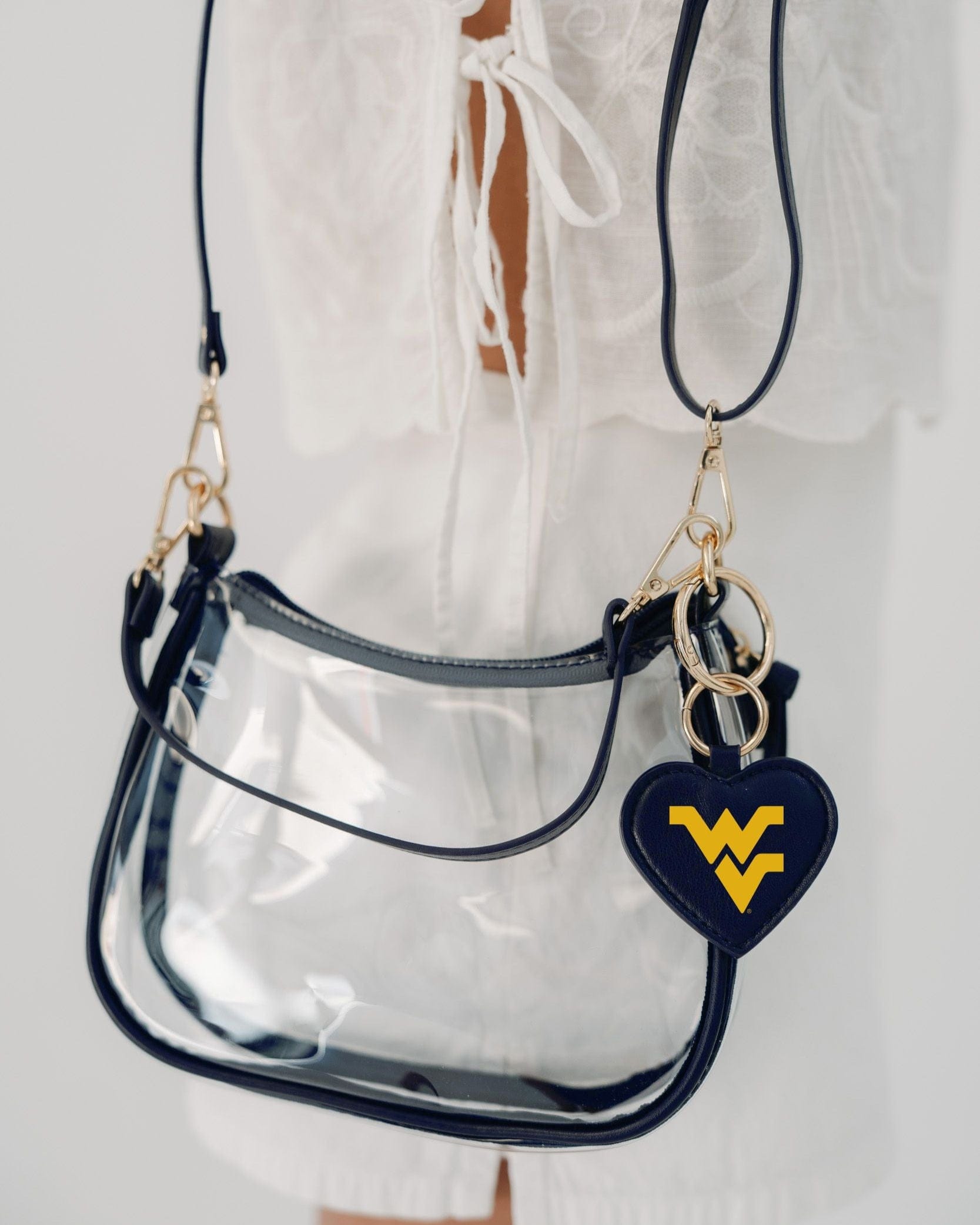 Desden Purse West Virginia Mountaineers Clear Clara Purse with Heart Charm