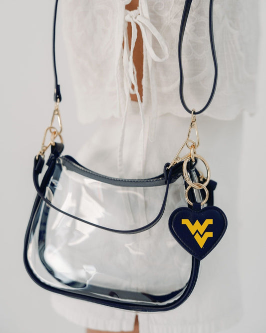 Desden Purse West Virginia Mountaineers Clear Clara Purse with Heart Charm