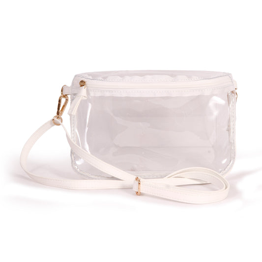 Desden Purse White Trimmed Clear Sling Purse by Desden