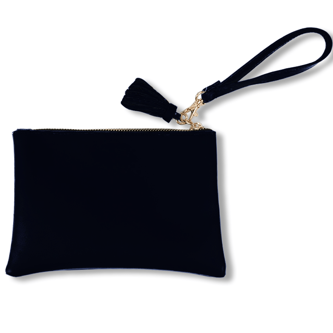 Desden Purse Black Closeout:Wristlet in Vegan Leather - Black