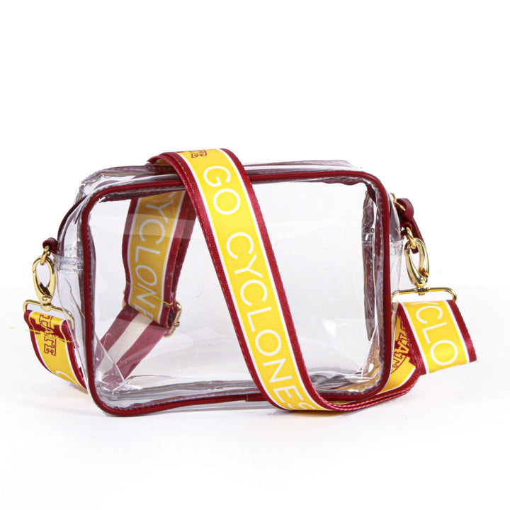 Desden Purse Bridget Clear Purse with Patterned Shoulder Straps - Iowa State