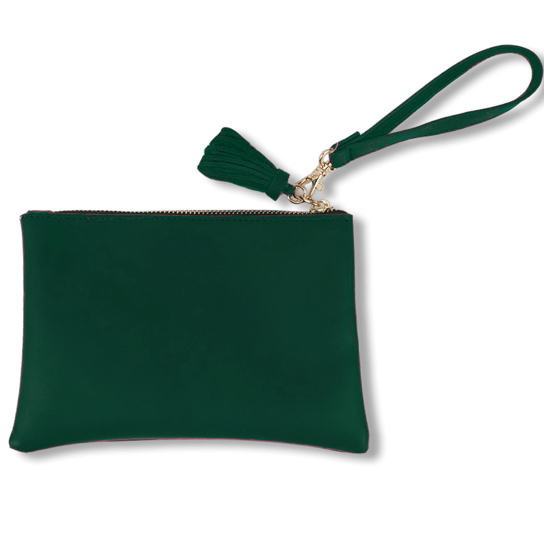 Closeout:Wristlet in Vegan Leather - Forest Green