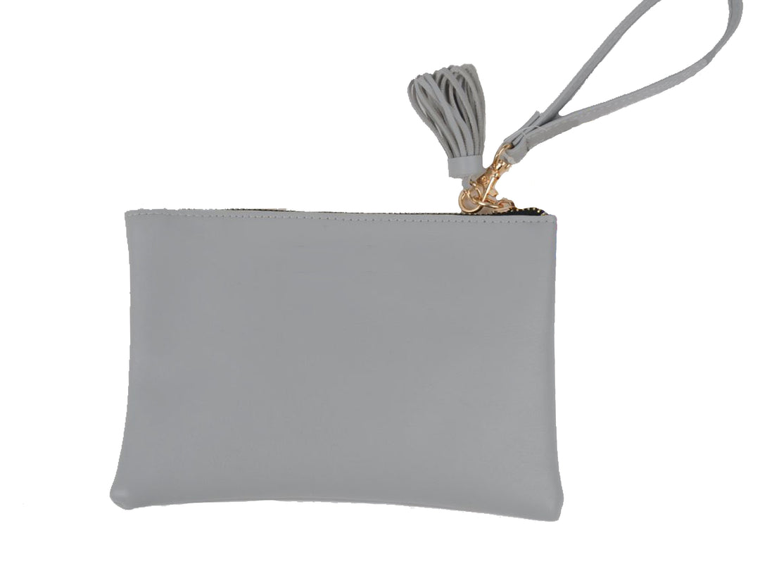 Closeout:Wristlet in Vegan Leather - Gray