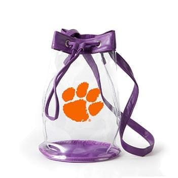 Closeout:Madison Clear Bucket Bag- Clemson