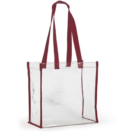 Clear Stadium Tote in Maroon, stadium-approved, by Desden