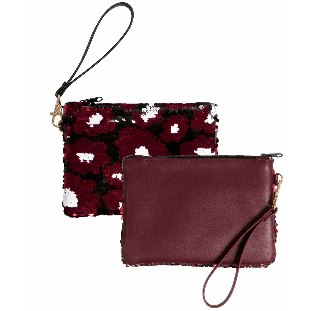 Closeout:Sequined Wristlet- Maroon