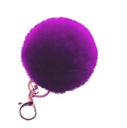 Pom Pom Keychain with snaphook- Purple