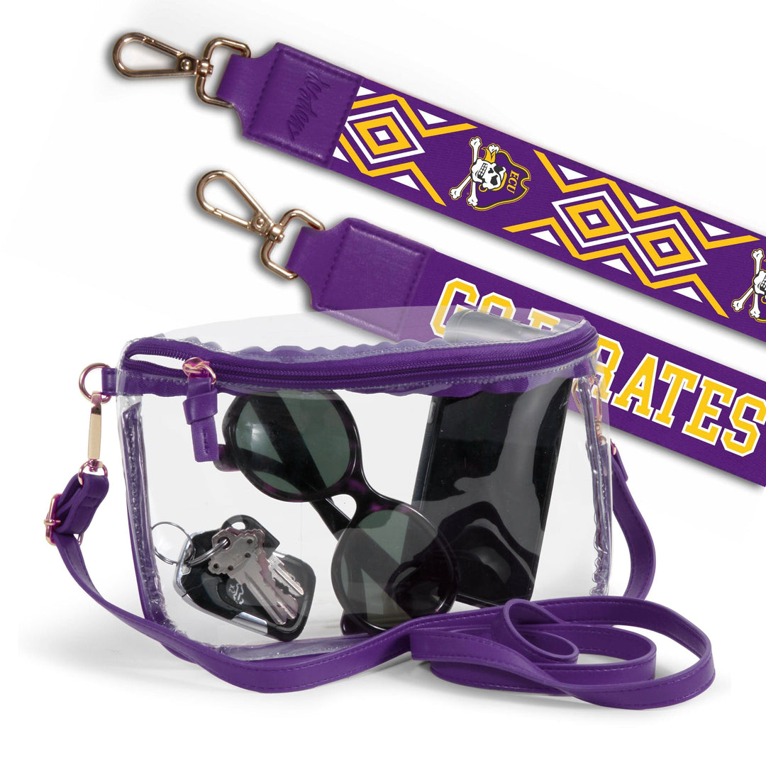 Lexi Clear Purse with Patterned Shoulder Straps - East Carolina