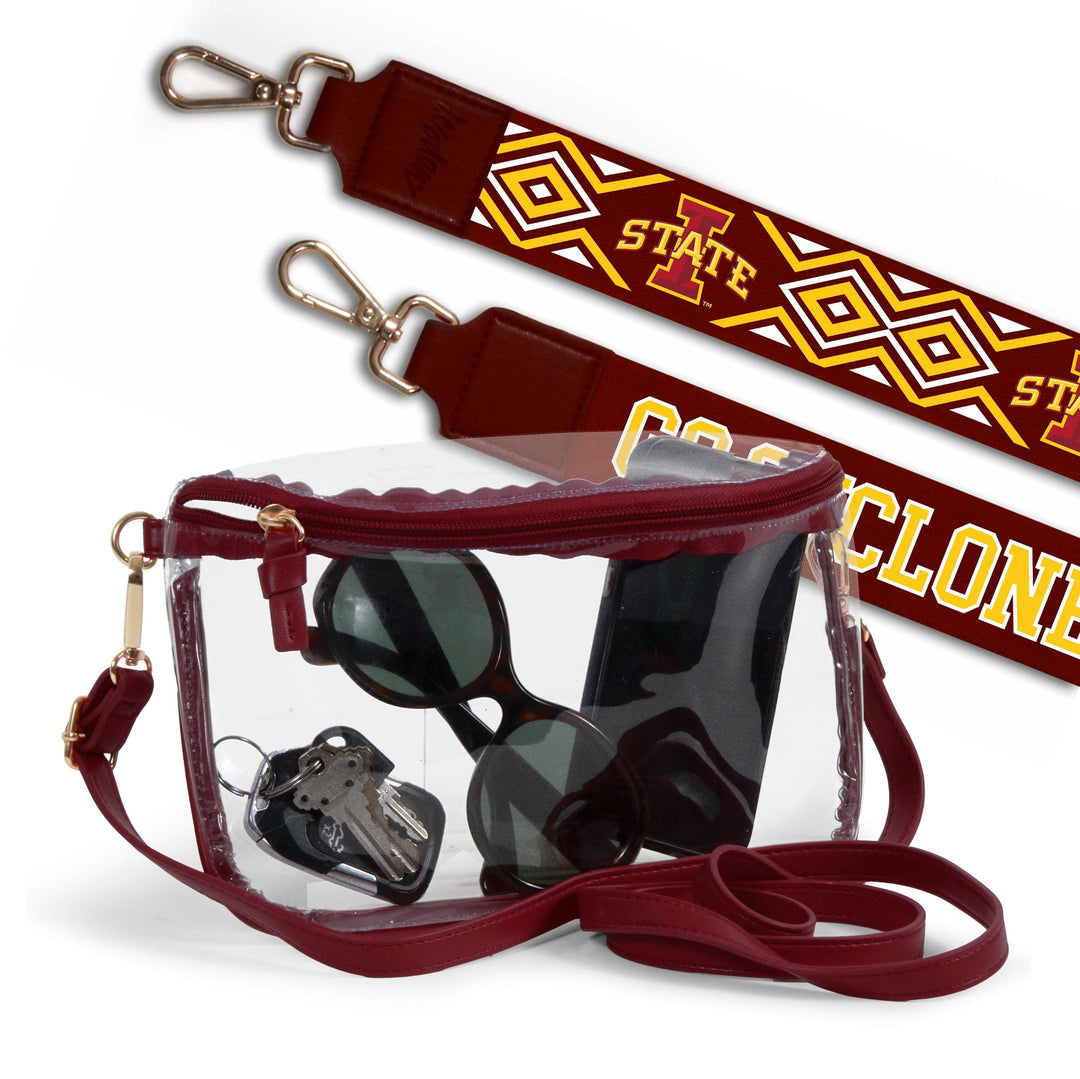 Lexi Clear Purse with Patterned Shoulder Straps - Iowa State