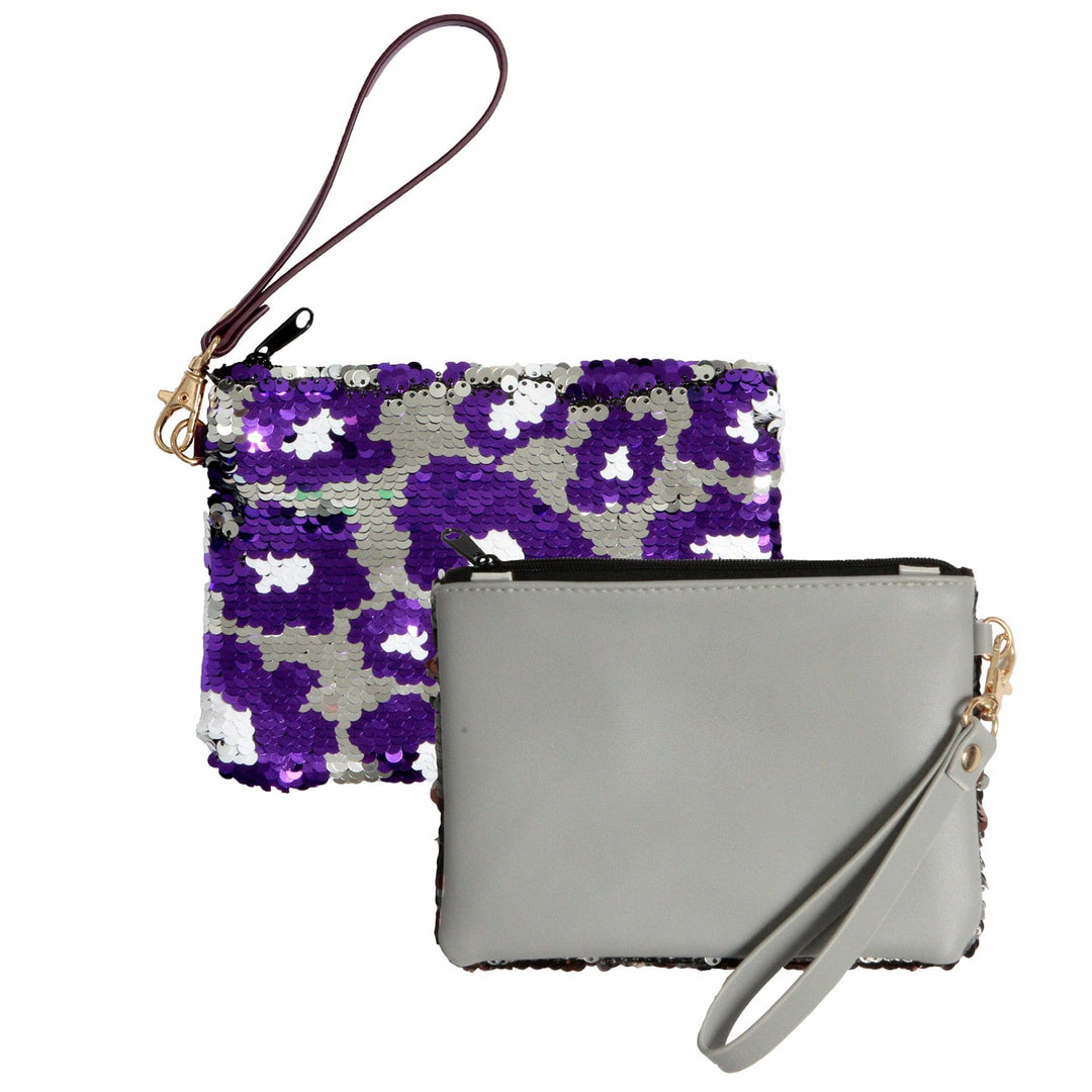 Closeout:Sequined Wristlet- Purple and Gray
